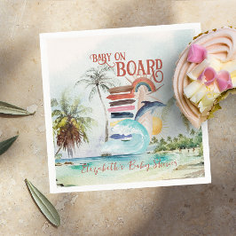 Guardanapo De Papel Bebê a Bordo | Retro Verão Surf Chá de Bebê