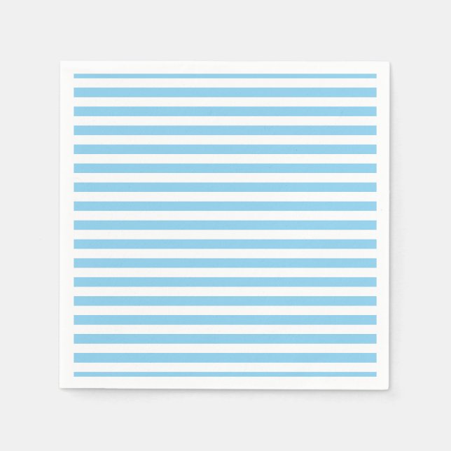 Guardanapo De Papel Bebê Azul e Branco Médio Horiz. Papel de stripes (Frente)