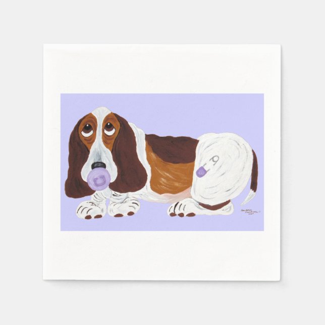 Guardanapo De Papel Bebê Basset Hound  (Frente)