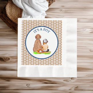 Guardanapo De Papel Bebê-Bebê e Cão-Basebol Chá de fraldas