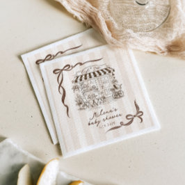 Guardanapo De Papel Bebe Cafe Gender neutral Bow Stripes Baby Shower