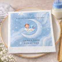Bebê Chá Convidar Estrelas à Lua Aquarela