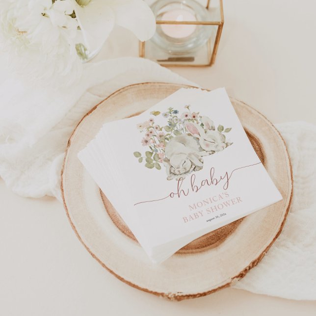 Guardanapo De Papel Bebê coelho é uma garota flor selvagem (Baby Bunny Napkins)