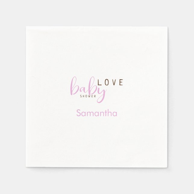 Guardanapo De Papel Bebê Com Amor Rosa Chá Coquetel (Frente)