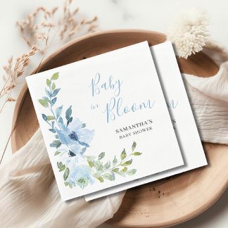 Guardanapo De Papel Bebê Com Cor De Água Floral Azul De Sangue