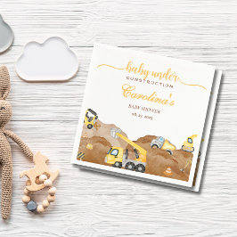 Guardanapo De Papel Bebê de aquarela em chá de fraldas de construção