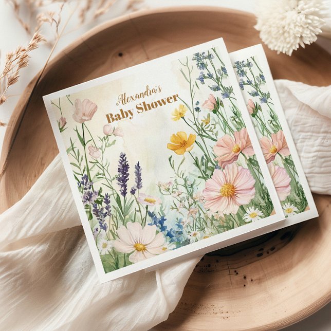 Guardanapo De Papel Bebê de flor selvagem rosa e poeirento (Criador carregado)