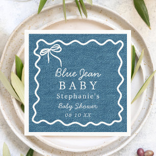 Guardanapo De Papel Bebê de Jeans Azul Chá de Bebê Denim