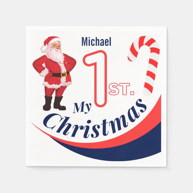 Guardanapo De Papel Bebê de Natal "Meu Natal de 1rua" (Frente)