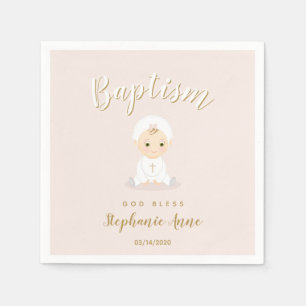 Guardanapo De Papel Bebé do baptismo com capota
