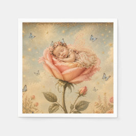 Guardanapo De Papel Bebê dormindo rosa cor-de-rosa