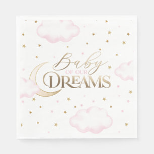 Guardanapo De Papel Bebê dos nossos Sonhos Lua e Estrelas Rosa Chás de