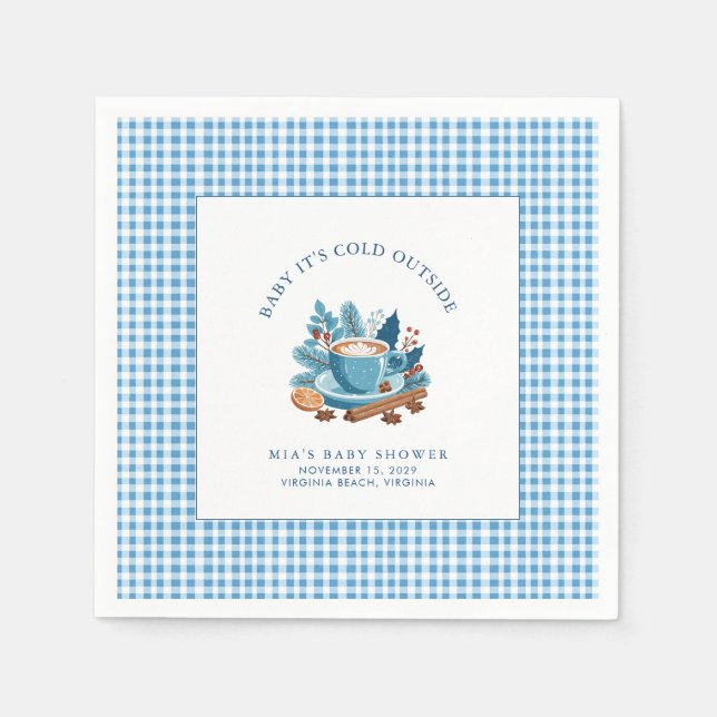 Guardanapo De Papel Bebê É Frio Fora do Chá de fraldas de inverno (Frente)