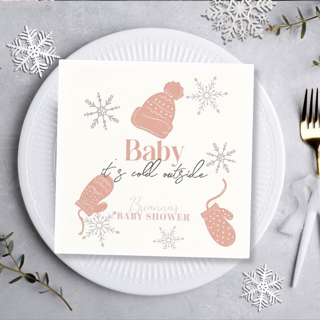 Guardanapo De Papel Bebê É Frio Fora do Chá de fraldas Rosa (Criador carregado)