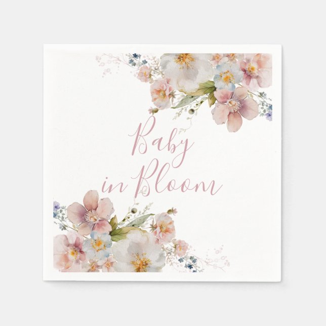 Guardanapo De Papel Bebê em Bloom Floral chá de fraldas (Frente)