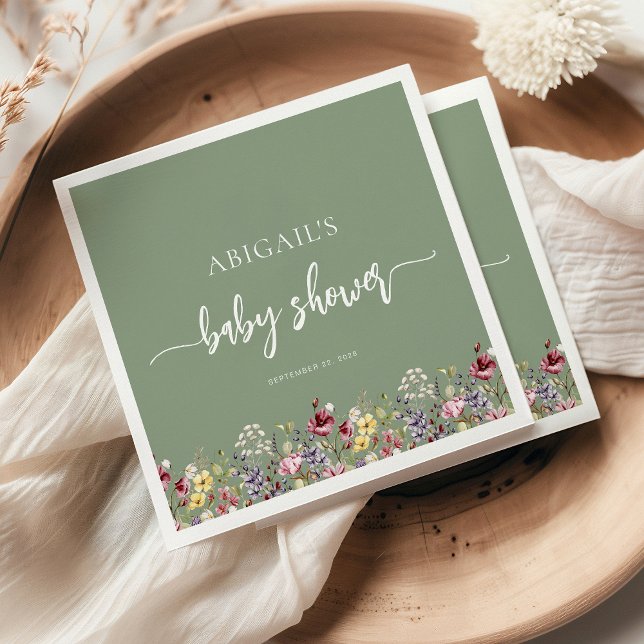 Guardanapo De Papel Bebê em Bloomodflores Selvagens Sage Chá de fralda (Criador carregado)