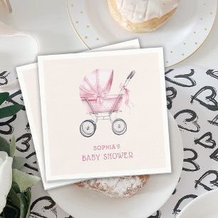 Guardanapo De Papel Bebê em Carrinho de Bebê Vintage Rosa - Chás de Be
