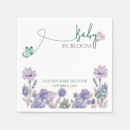 Guardanapo De Papel Bebê em Flor Baby Shower Floral Roxo