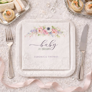 Guardanapo De Papel Bebê em Flor Doce Chuveiro Floral de Bebê