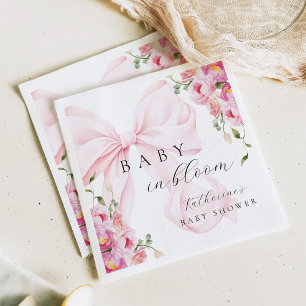 Guardanapo De Papel Bebê em Flor Laço Rosa