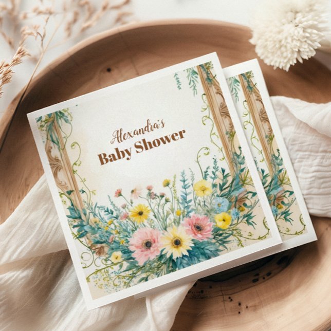 Guardanapo De Papel Bebê Em Sangue Blush & Teal Primavera Floral Chá (Criador carregado)