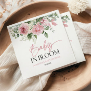 Guardanapo De Papel Bebê Em Sangue Rosa Rosa Rosa Chá de fraldas Flora