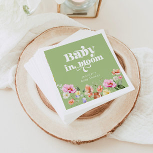 Guardanapo De Papel Bebê em verde-chá de fraldas florescente