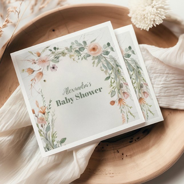 Guardanapo De Papel Bebê Floral Elegante Blush em Sangue (Criador carregado)