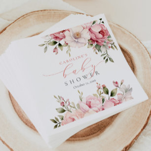 Guardanapo De Papel Bebê Floral Rosa Elegante No Chá de fraldas De Blo