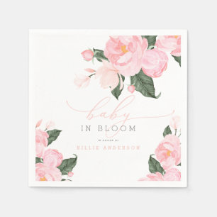 Guardanapo De Papel Bebê Floral Rosa Esbranquiçado na Garota Chá de fr