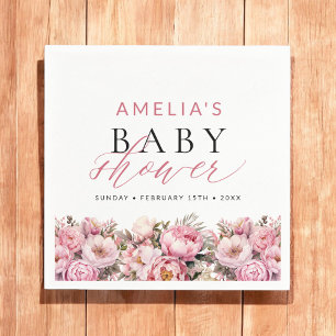 Guardanapo De Papel Bebê Floral Rosa No Chá de fraldas De Blogueira