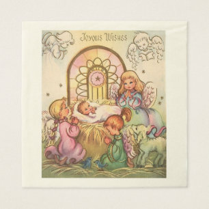 Guardanapo De Papel Bebê Jesus do Natal em anjos do comedoiro
