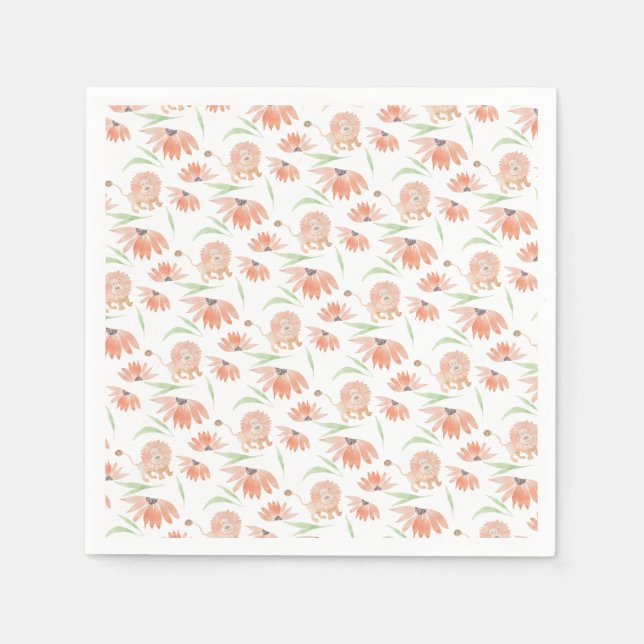 Guardanapo De Papel Bebê Lion Watercolor, pintado à mão (Frente)