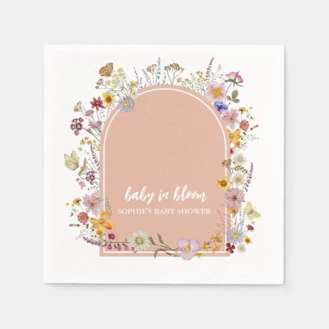 Guardanapo De Papel Bebê na borboleta das margaridas do jardim (Frente)