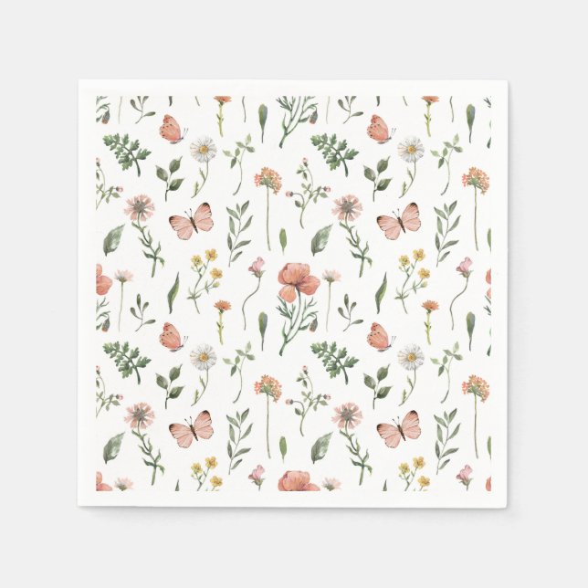 Guardanapo De Papel Bebê no chá de fraldas de flor selvagem de Bloom (Frente)