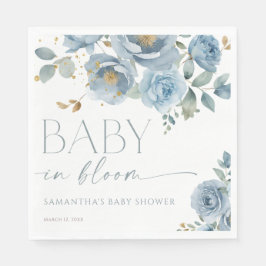 Guardanapo De Papel Bebê no chá de fraldas floral azul de Bloom Dusty