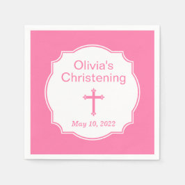 Guardanapo De Papel Bebê Rosa Cruzado - Batismo Christening
