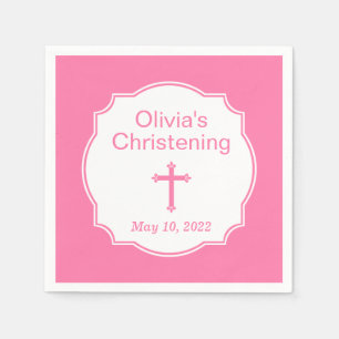 Guardanapo De Papel Bebê Rosa Cruzado - Batismo Christening