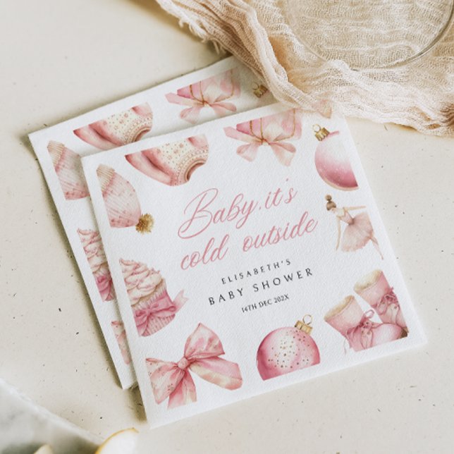 Guardanapo De Papel Bebê rosa É frio fora do Chá de fraldas Convite (Criador carregado)