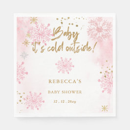 Guardanapo De Papel Bebê rosa é frio fora do Chá de fraldas de inverno