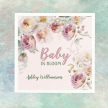 Bebê Rosa Floral em Bloqueio Watercolor