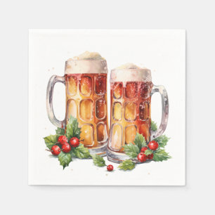 Guardanapo De Papel Bebendo de cerveja a aquarela de Natal esfestivo