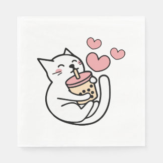 Guardanapo De Papel Bebendo de gato Boba Milk kiten