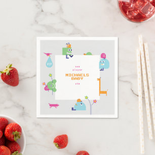 Guardanapo De Papel Bebês Botes Cinza Fronteira Napkins