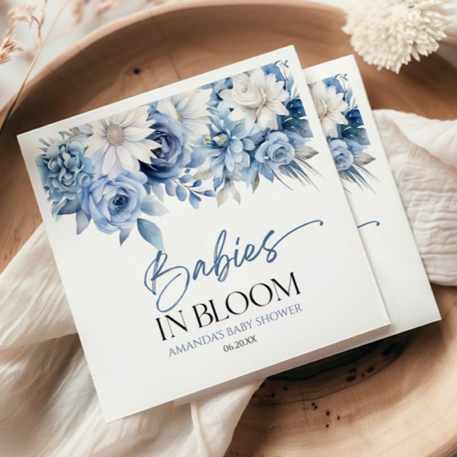 Guardanapo De Papel Bebês Em Chá de fraldas Floral Azul Sanguíneo (Criador carregado)