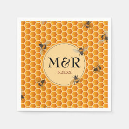 Guardanapo De Papel Bebês n' Honeycomb Monograma Satin Dourado