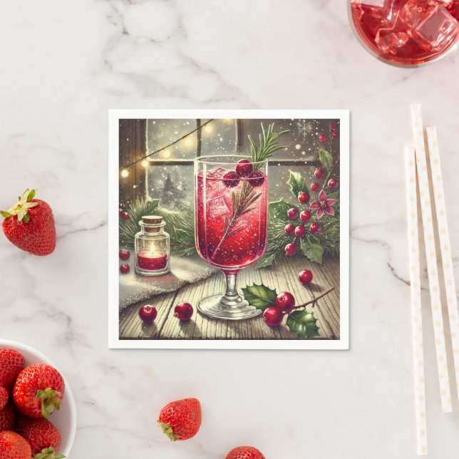 Guardanapo De Papel Bebida Nostálgica De Feriado Cranberry Spritz Déco (Insitu)