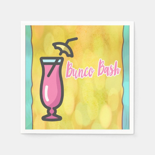 Guardanapo De Papel Bebida Rosa Bunco Bash Diversão Cocktail Napkin (Frente)