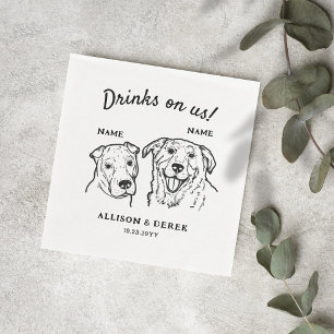 Guardanapo De Papel Bebidas Bonitas Nos Dois Cães Casando Cocktail