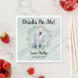 Guardanapo De Papel Bebidas Em Mim! Bicho de casamento Dog Samoyed